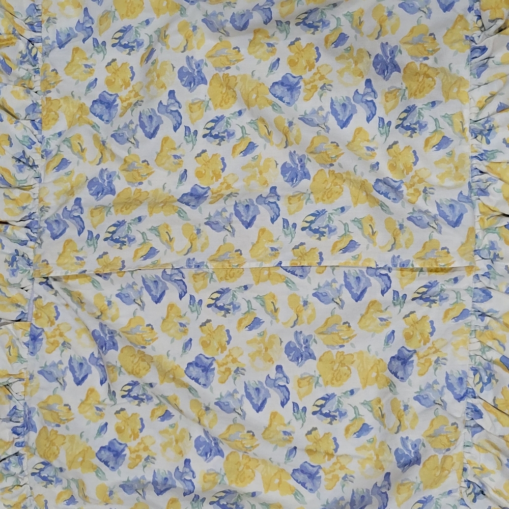 Laura Ashley Charlotte confetti yellow blue ruffled border pillow sham standard - Picture 9 of 12